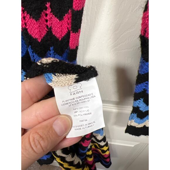 Anthropologie Farm Rio Chevron Rainbow Color Crochet Knit Sweater Maxi Dress S - Picture 7 of 9